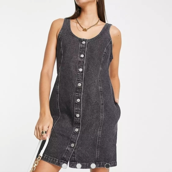 Levi's Tuli Denim Button Down Mini Dress Black Stonewash Size S - Picture 3 of 17